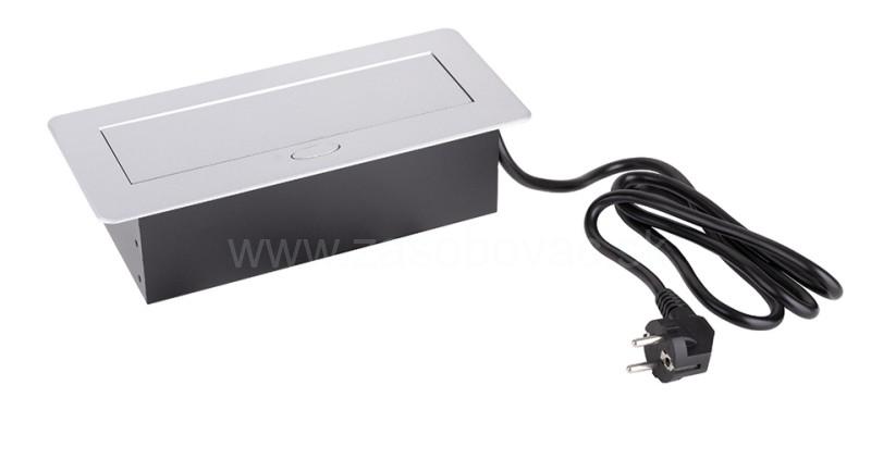 Elektrozásuvka 2 x 230 V + 2 x USB A/C výklopná čierna / strieborná